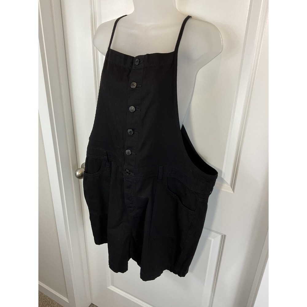 torrid Black Button-Front Overall Dress with Pockets